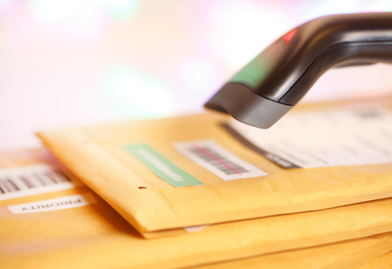 scanning mail with a code reader